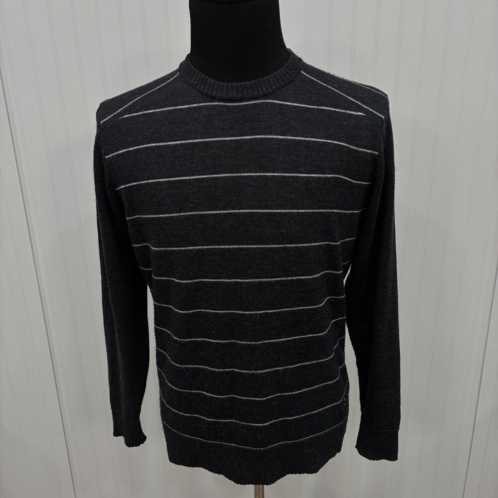 SmartWool Men's Medium Gray Striped Long Sleeve Classic Pullover Wool Sweater